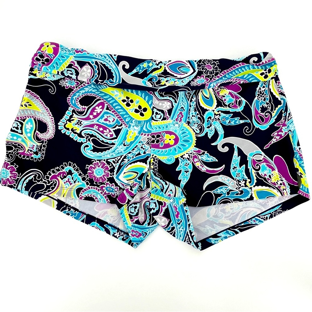 Athleta Active Swim Shorts Paisley Print Shorts Briefs Blue Purple Size X Large